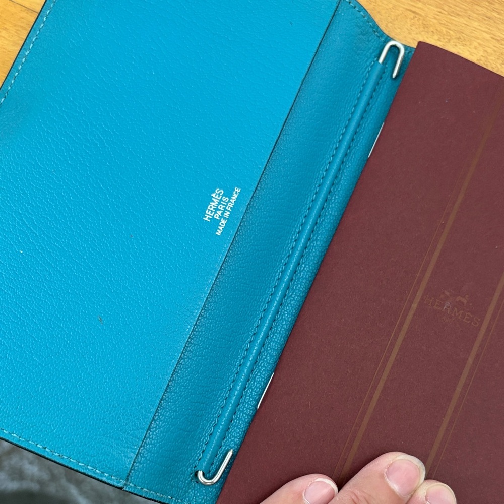 Hermès Chevre Mysore Leather Vision Agenda Cover Teal with Address Book VGUC - Picture 14 of 16